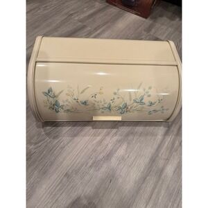 Vintage St Michael Harvest Bread Bin Marks and Spencer Roll Top Metal Cream 70's